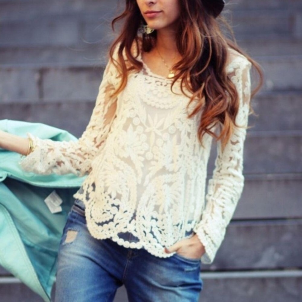 Anthropologie Lace Floral Top